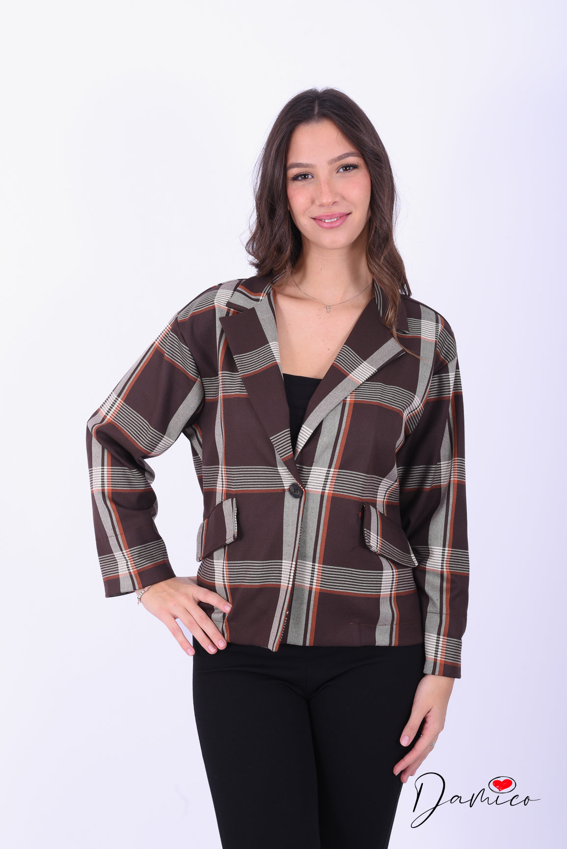 Blazer Tartan con bottone