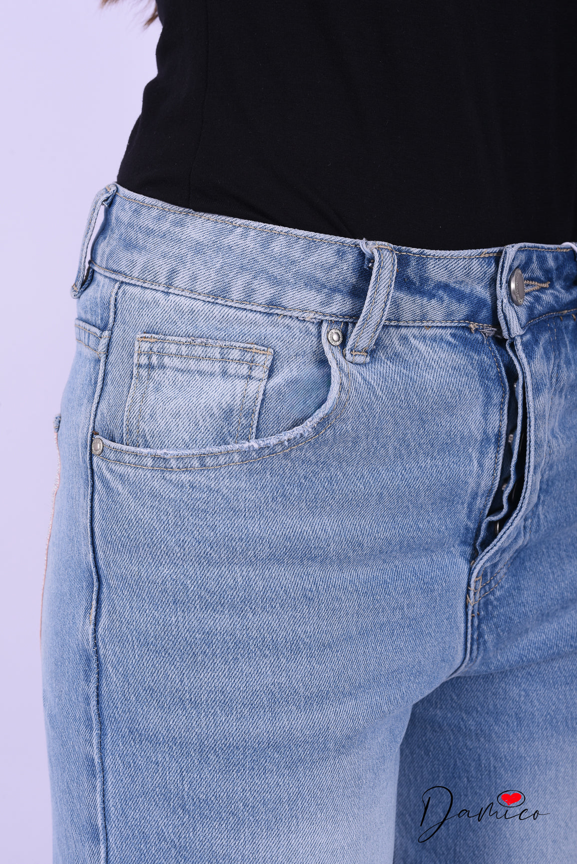 Jeans mom fit tasche rosa
