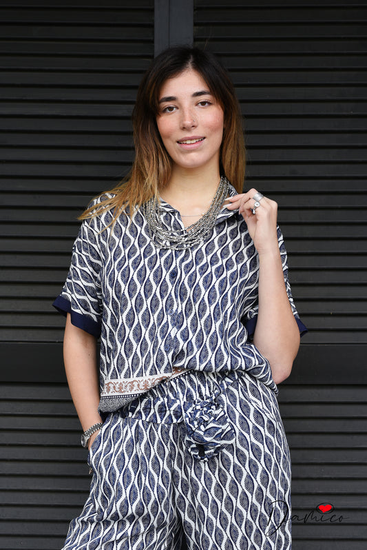 Camicia regolabile etnic leaf