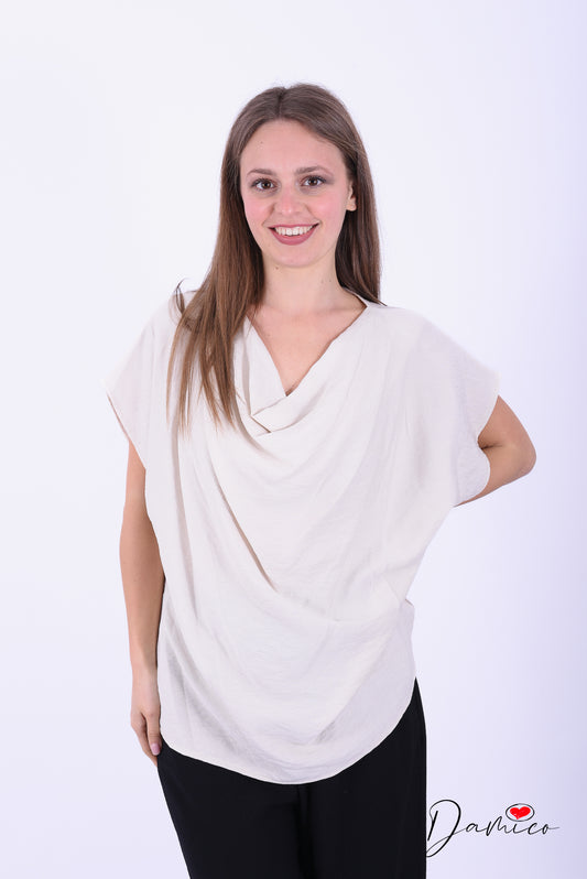 Blusa mc scollo a cascata