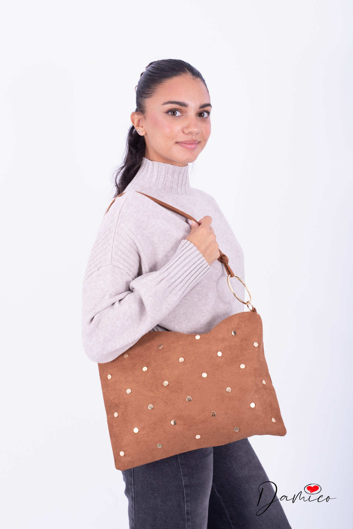 Borsa pochettone gold details