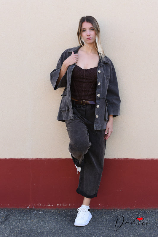 Pantalone mom elastico