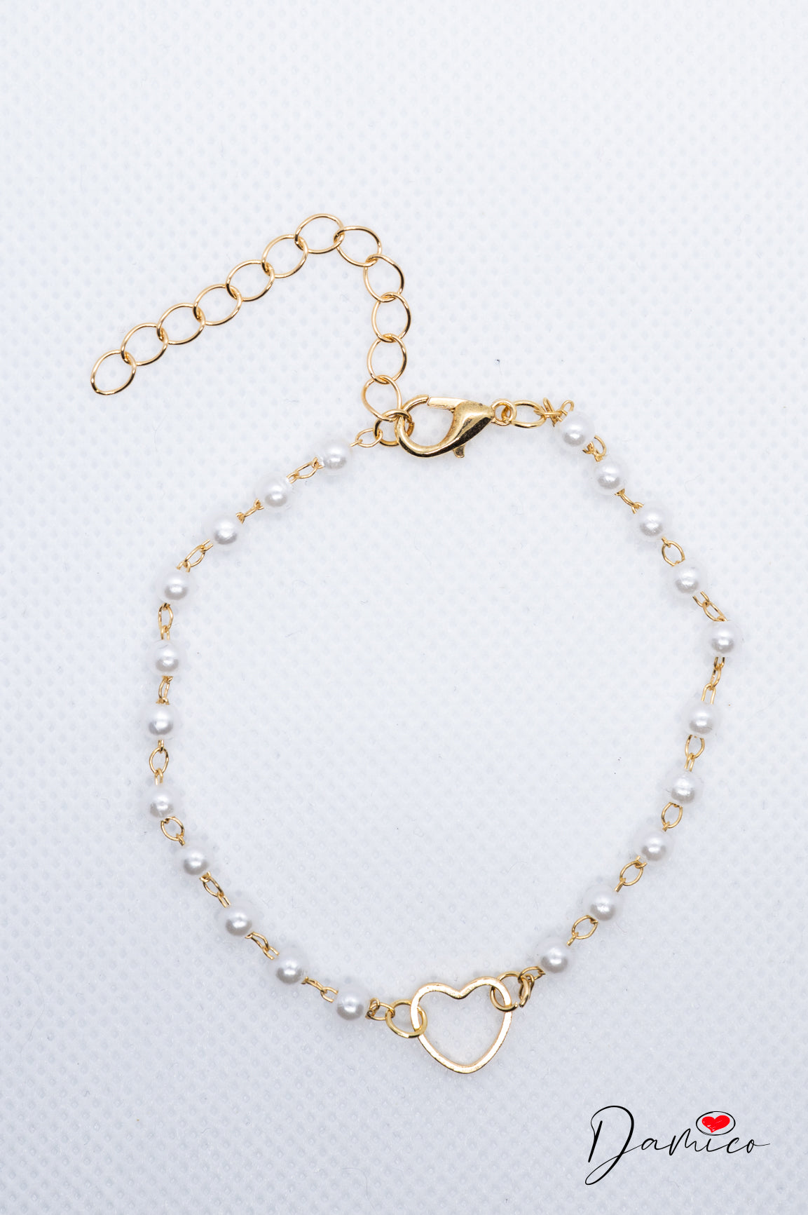 Bracciale cuore e perle