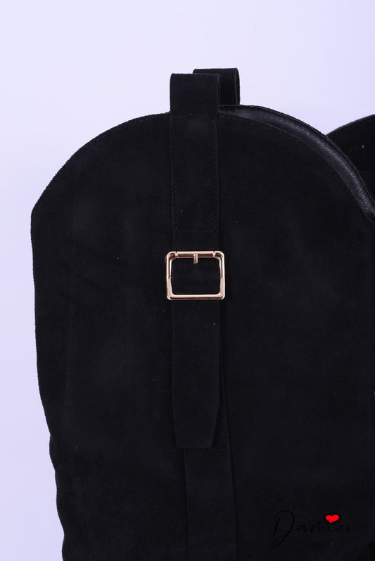 Stivali suede risvoltone con fibbia