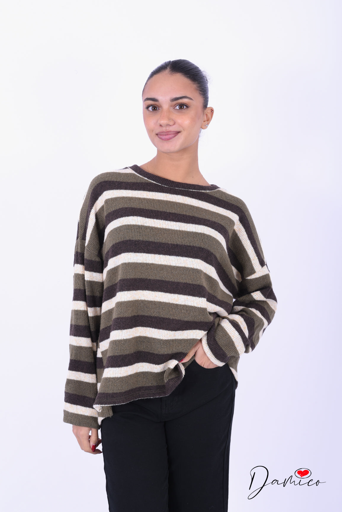 Maxi maglia a righe tricolor