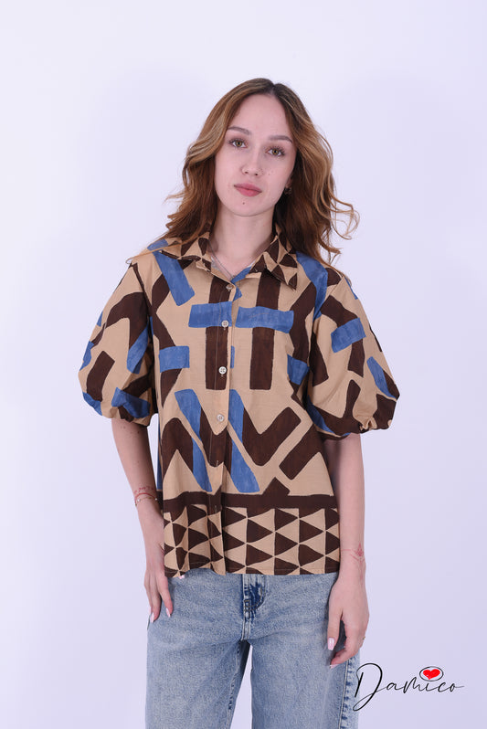 Camicia MC a palloncino geo