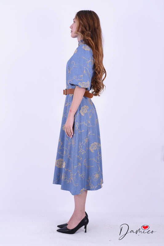 Abito alla coreana fiori ricamati