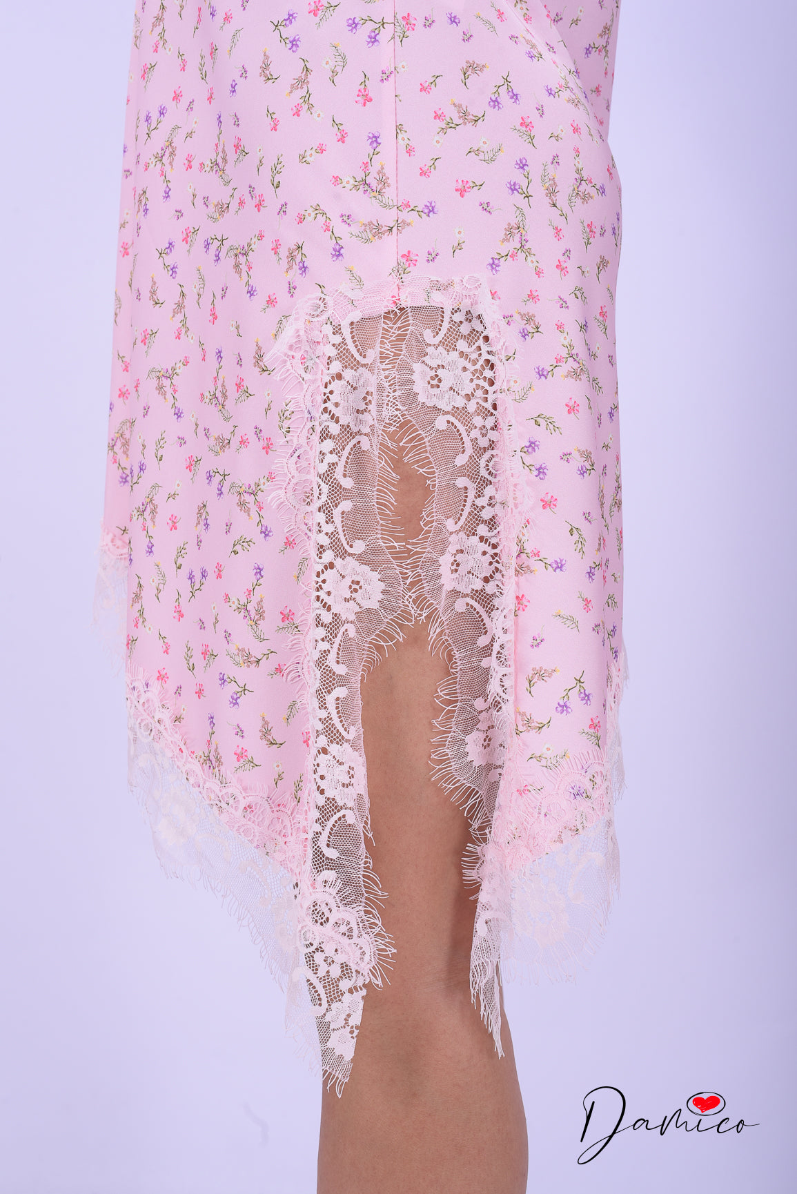 Vestitino satin svasato pizzo flowers