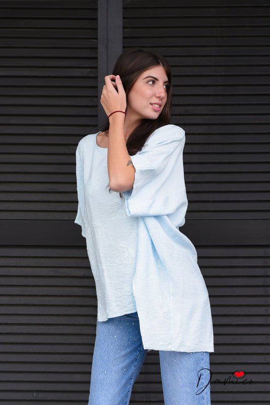 Maglia fiori in rilievo over