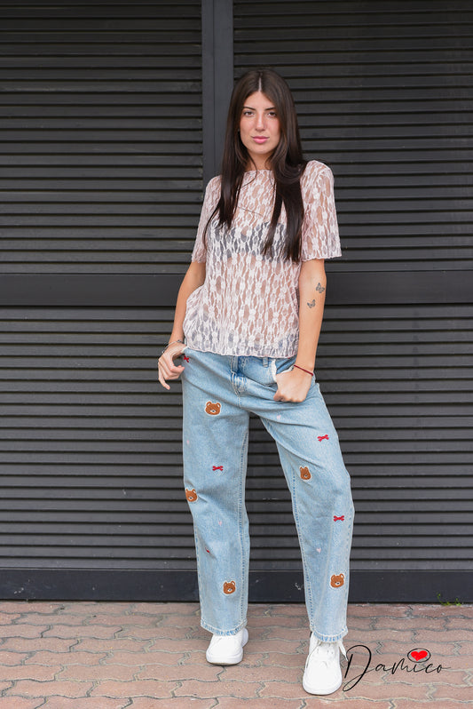 T-shirt in pizzo bubble