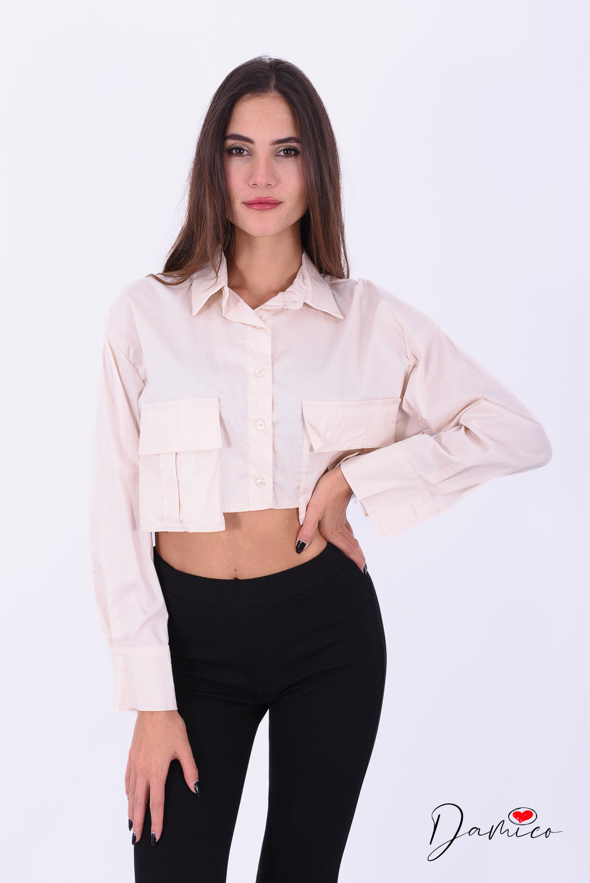 Camicia Crop con tasconi