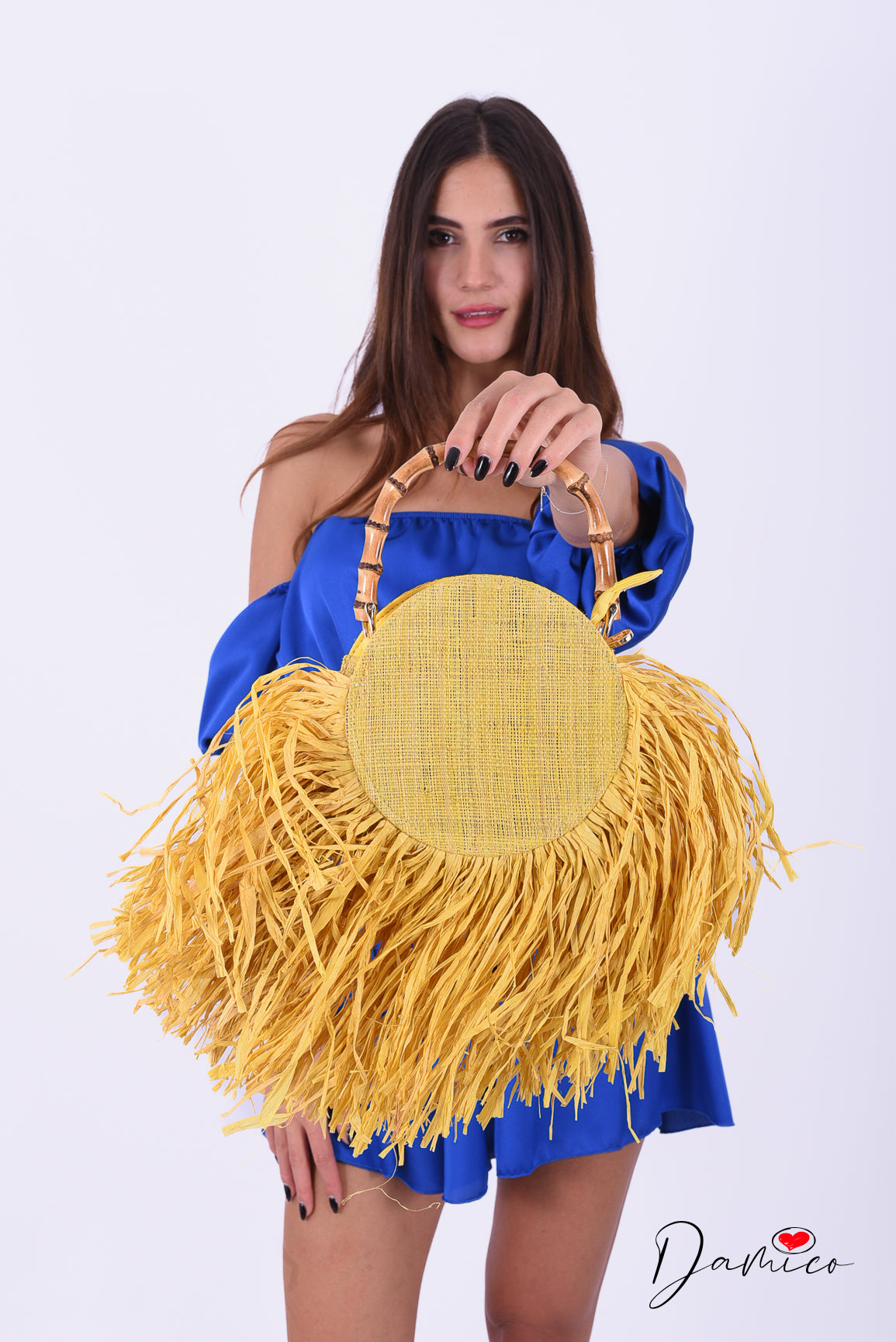 Borsa tonda di paglia