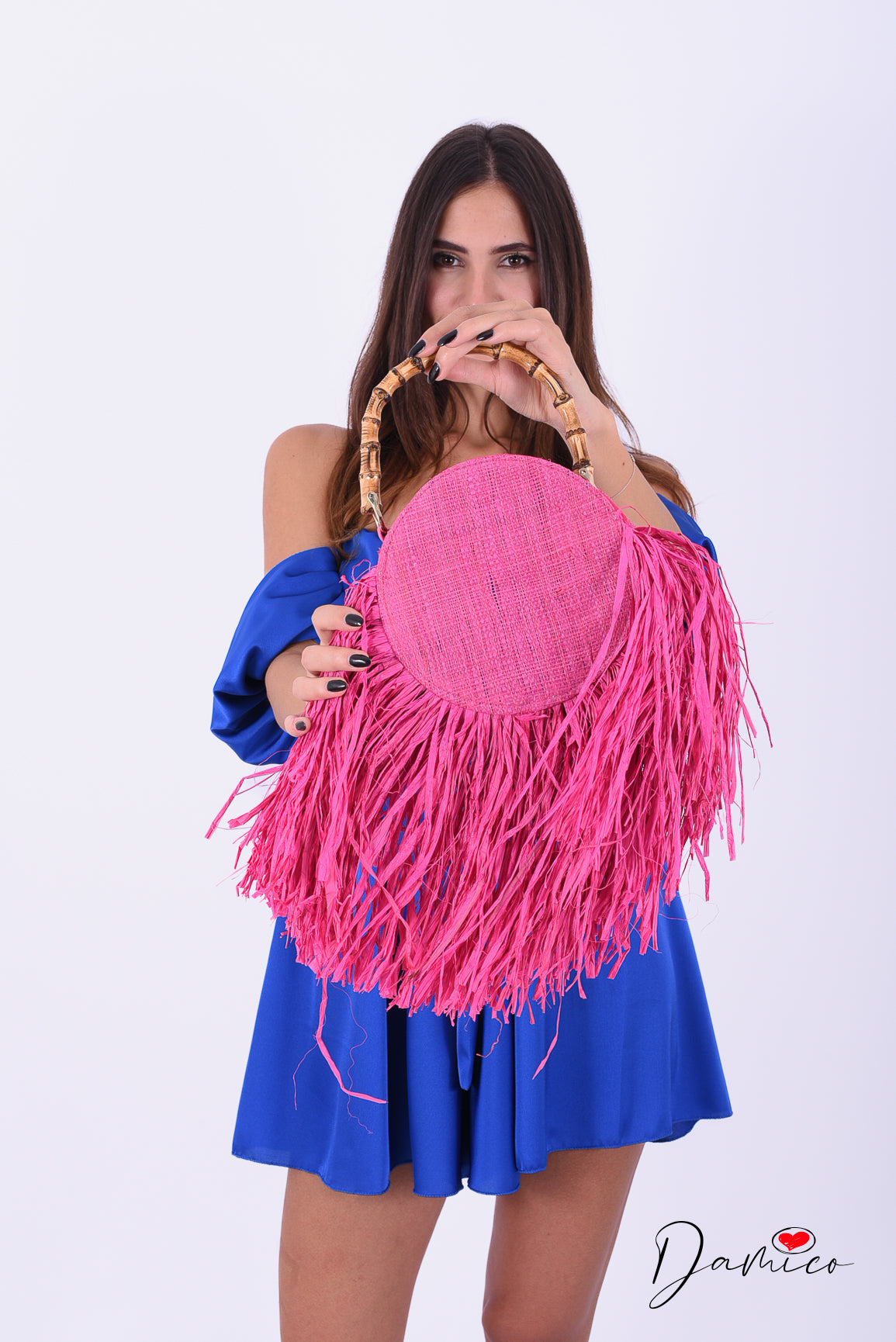 Borsa tonda di paglia