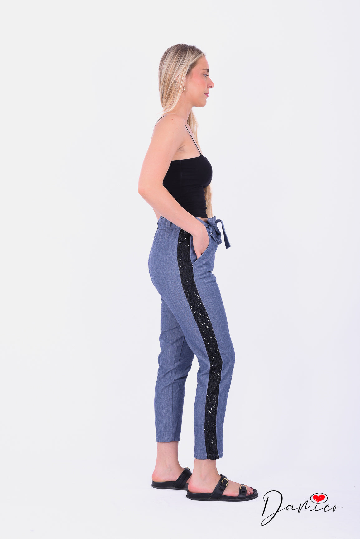 Pantalone fascia paillettes