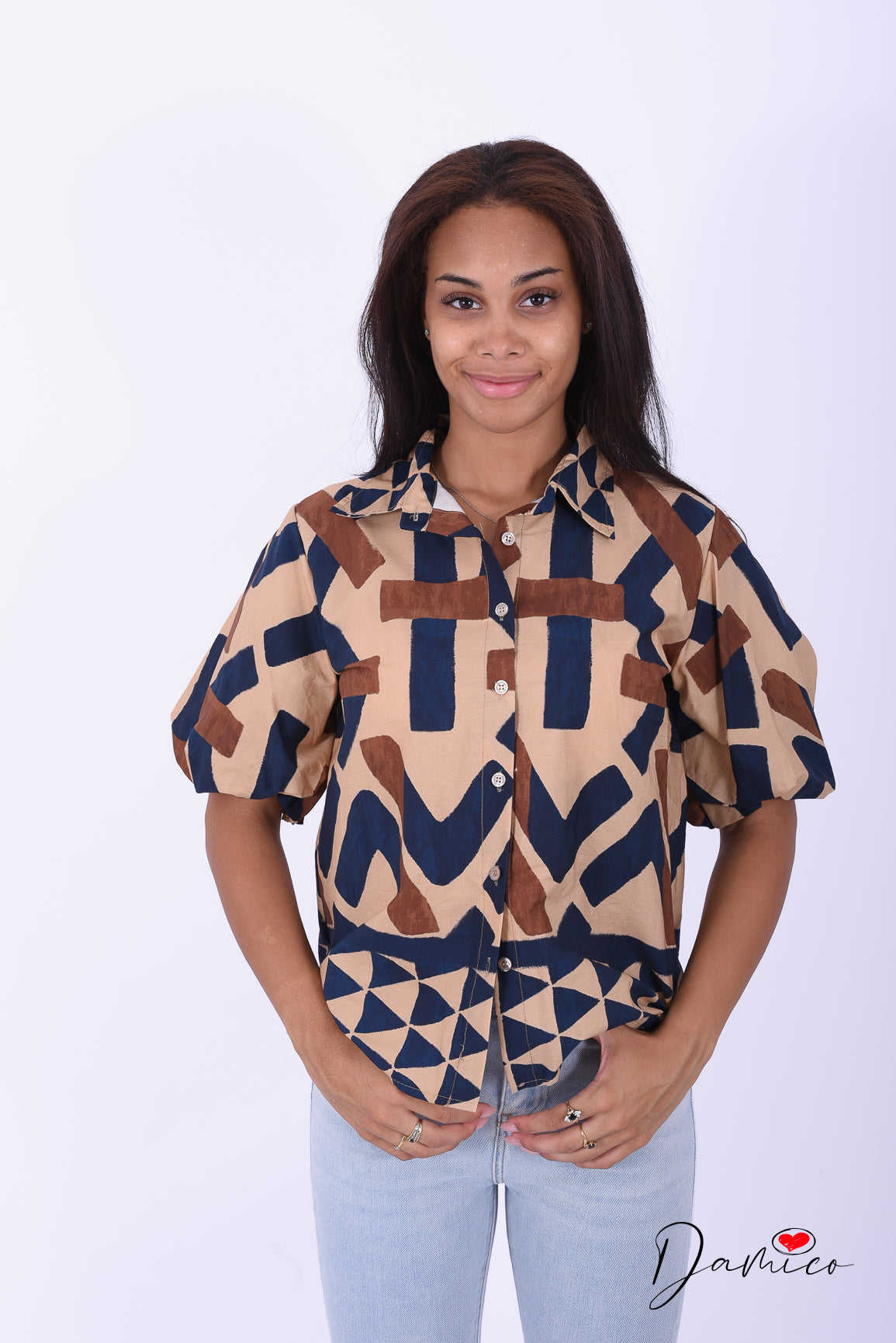 Camicia MC a palloncino geo