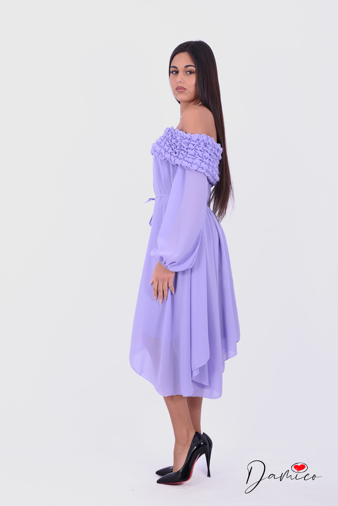 Abito Shoulder off arricciato