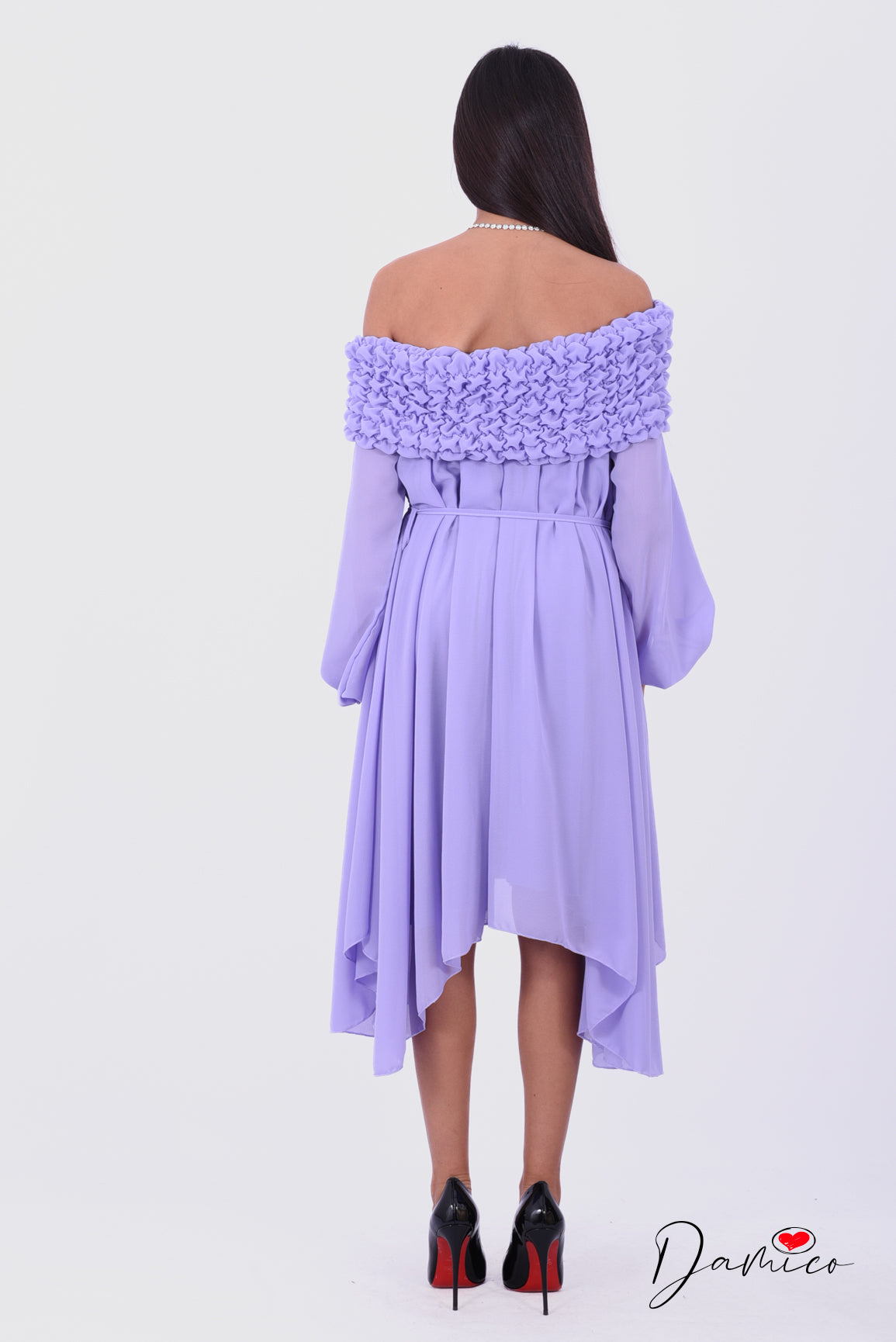 Abito Shoulder off arricciato