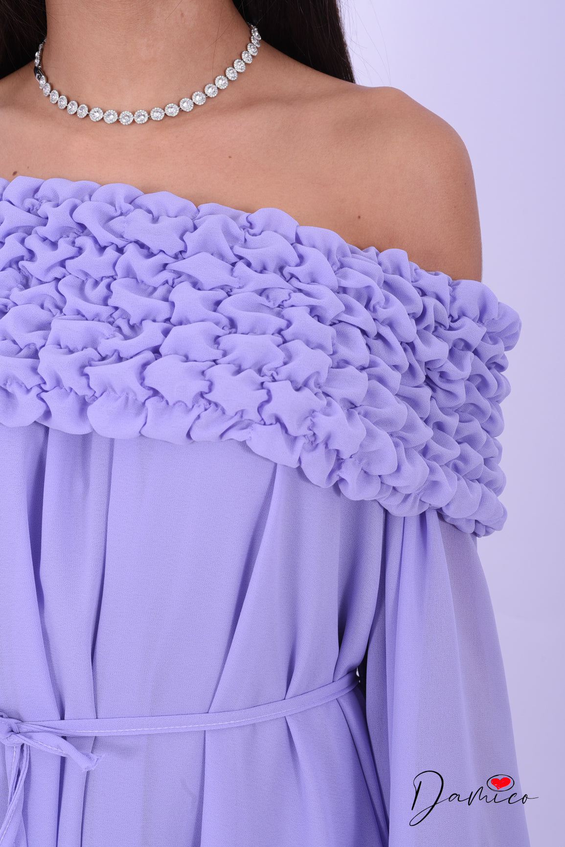 Abito Shoulder off arricciato