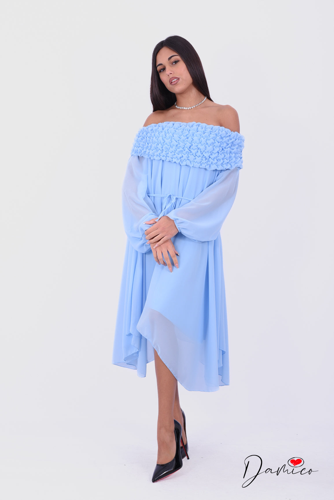 Abito Shoulder off arricciato
