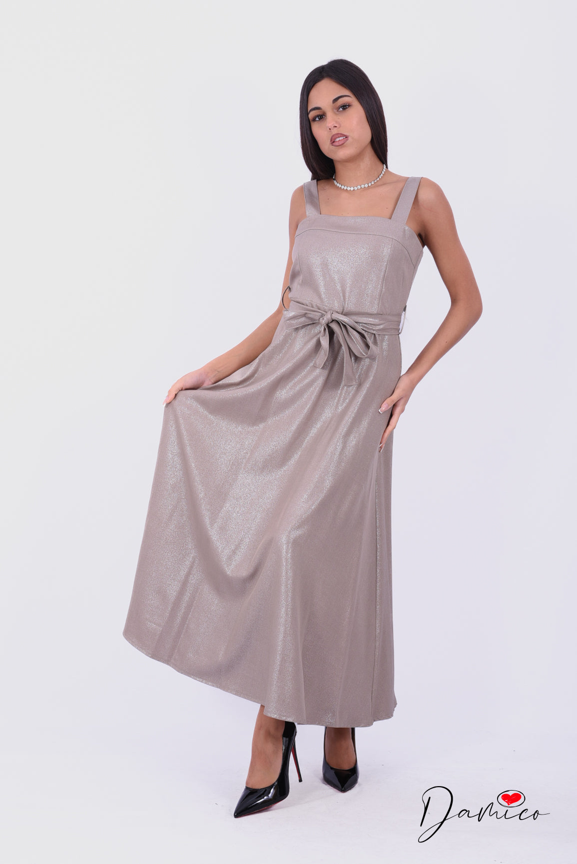 Abito lungo Shine con cintura