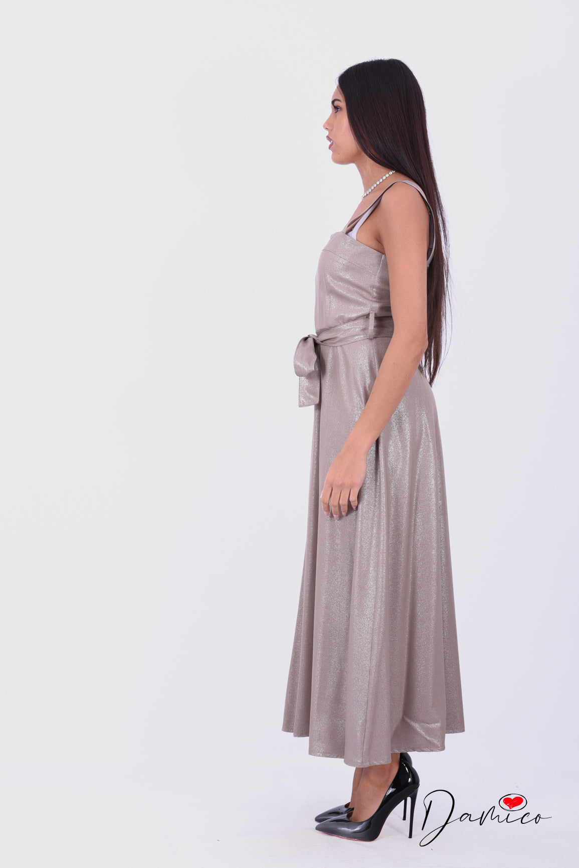 Abito lungo Shine con cintura