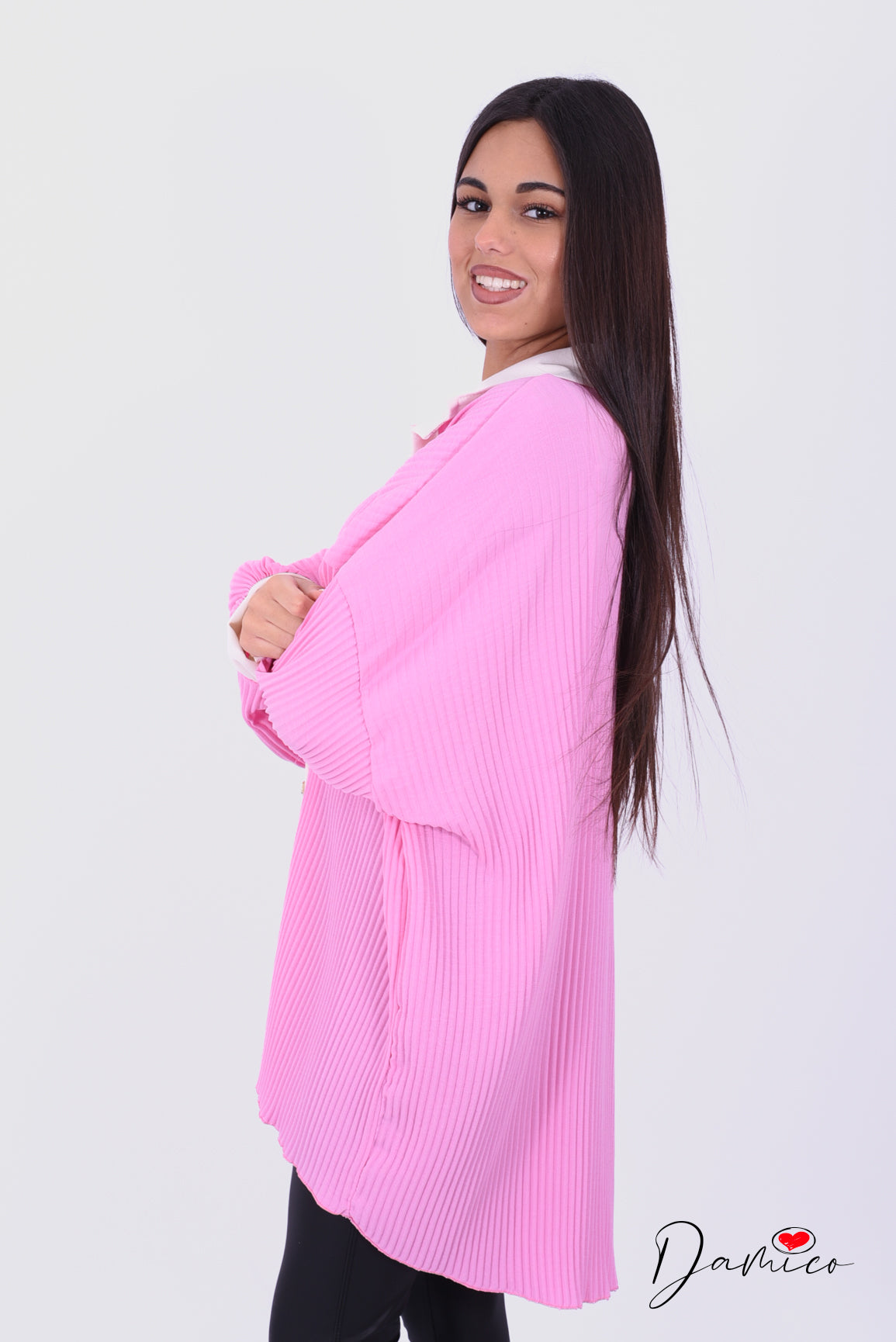 Camicia plissettata bicolore