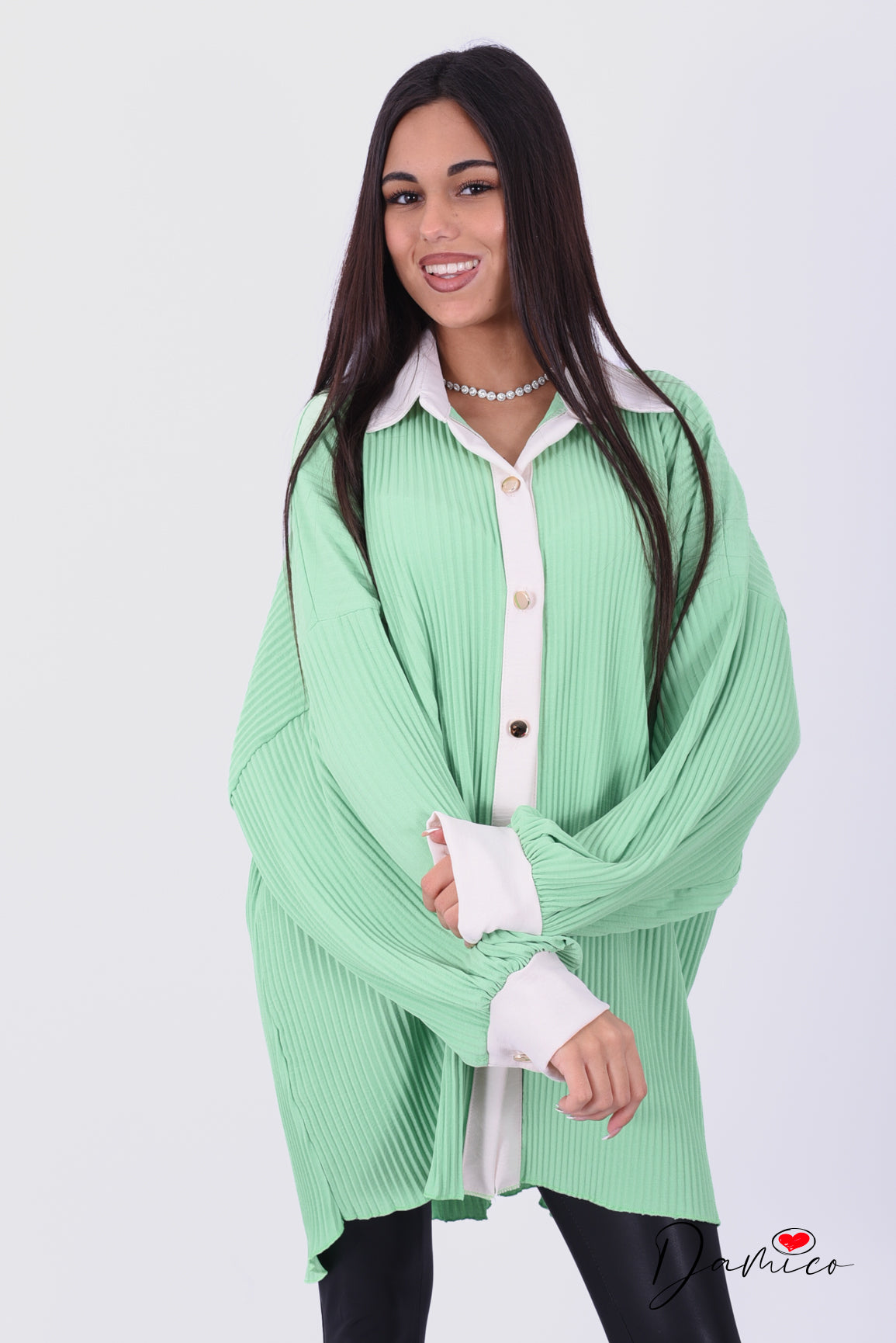 Camicia plissettata bicolore