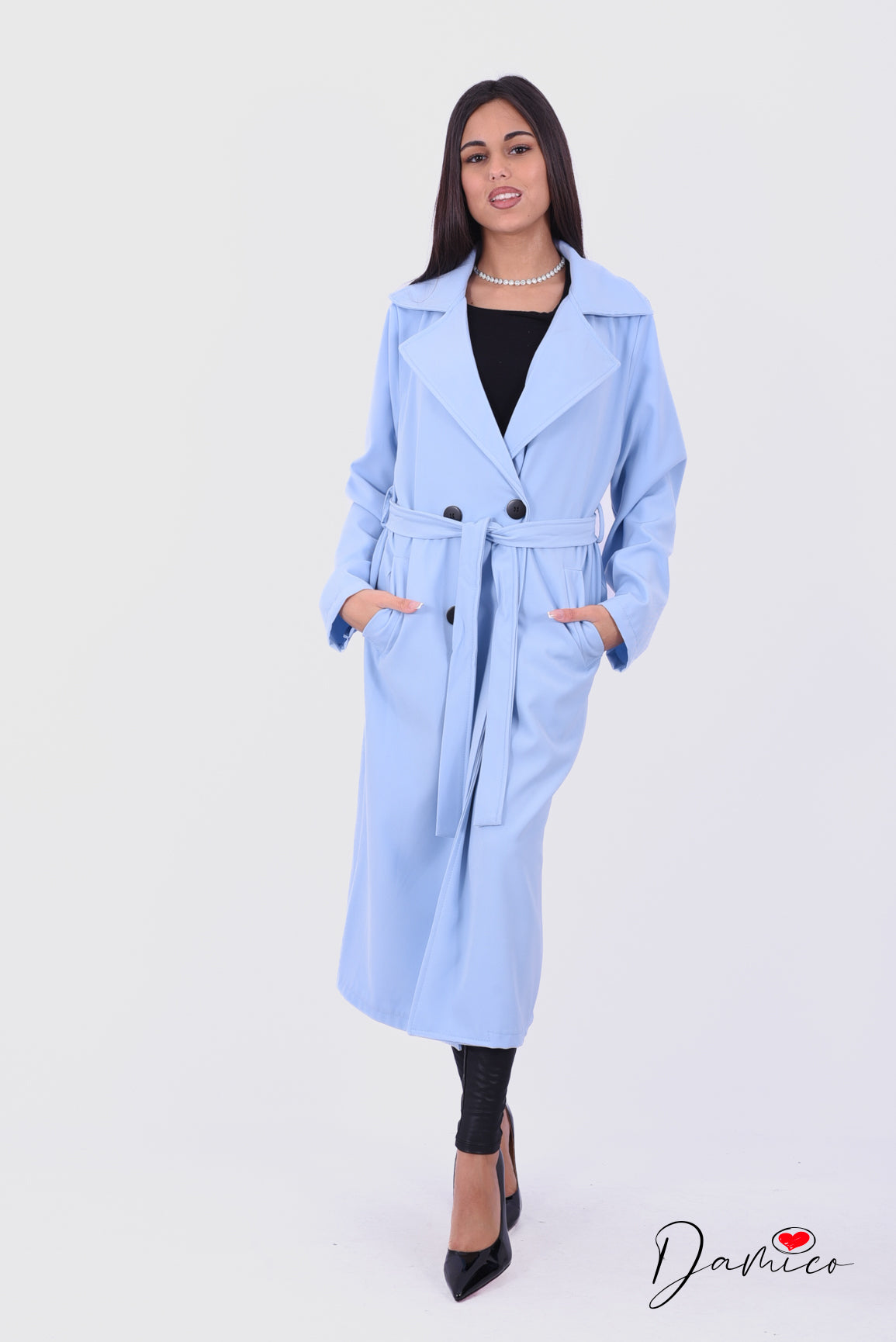 Trench lungo con cintura