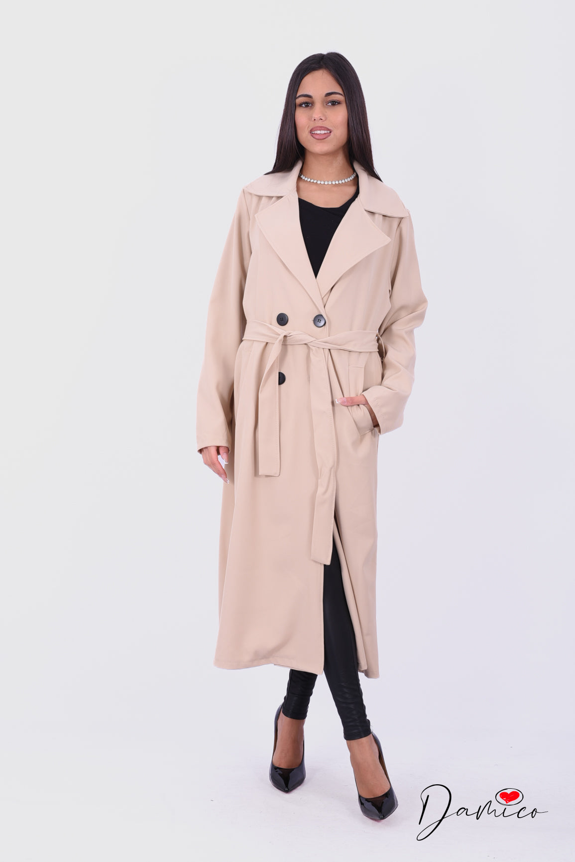 Trench lungo con cintura