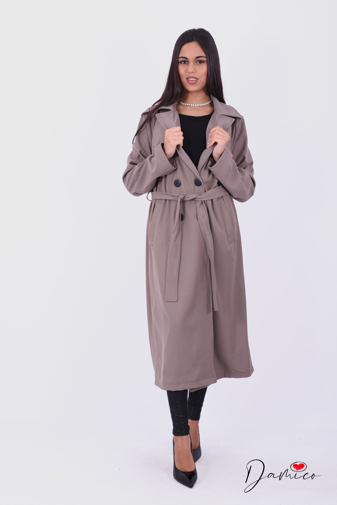 Trench lungo con cintura