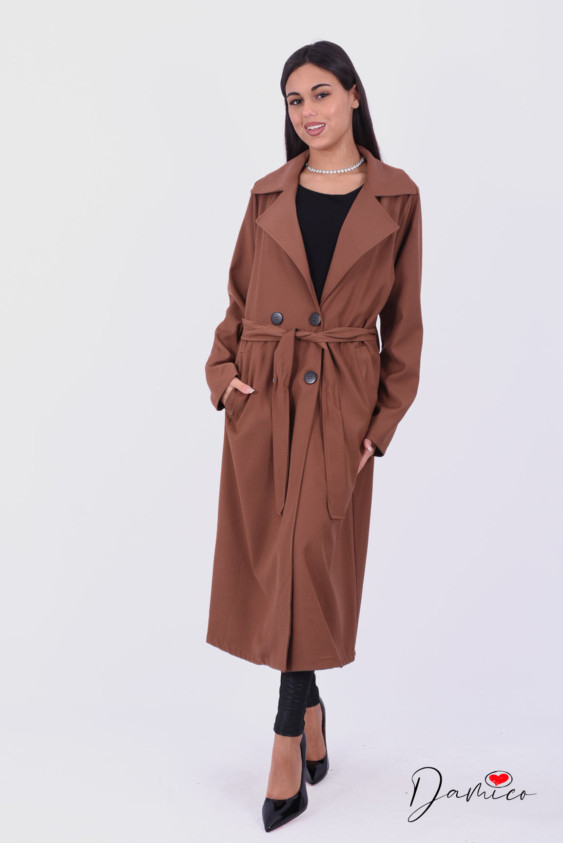 Trench lungo con cintura