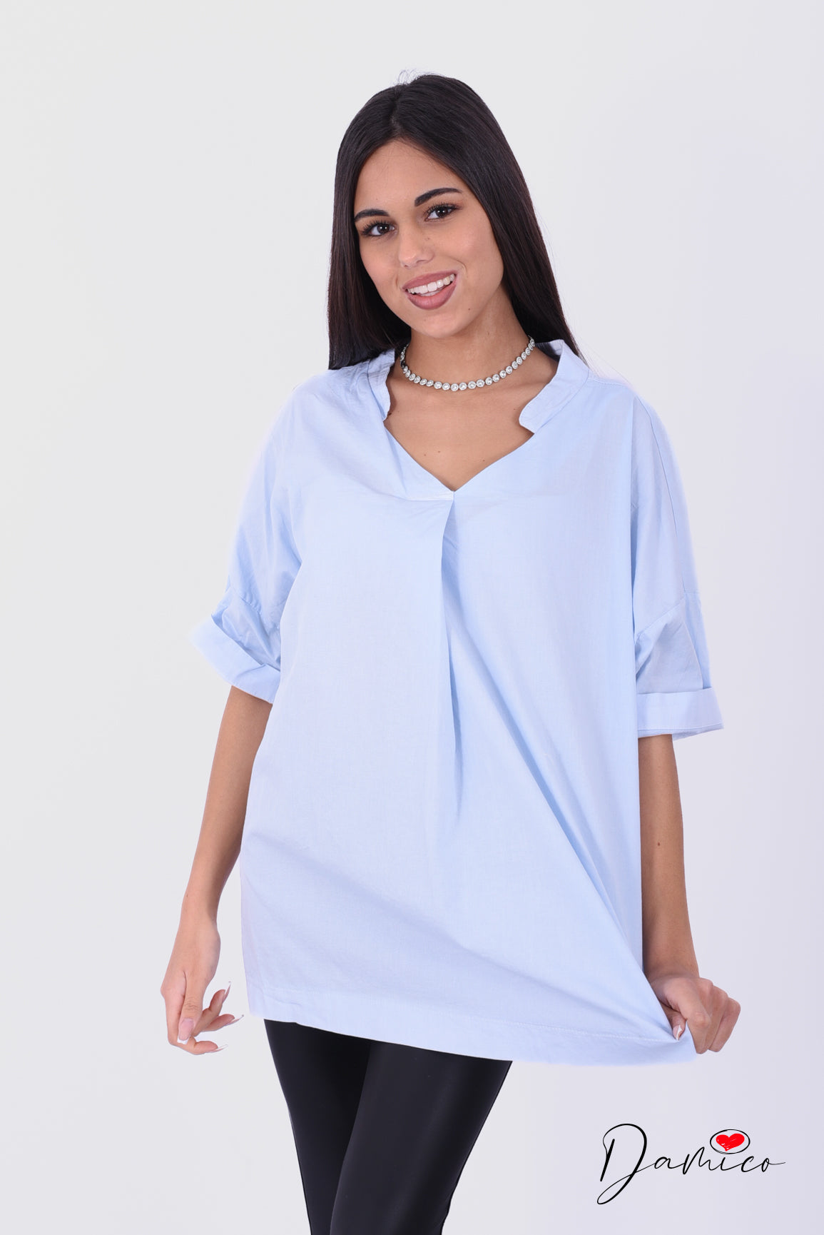 Blusa cotone a V
