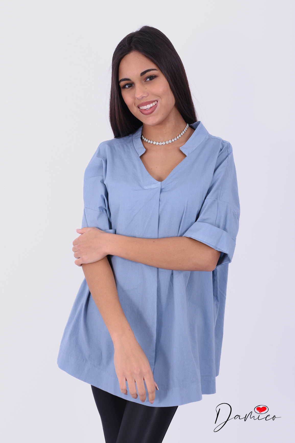 Blusa cotone a V