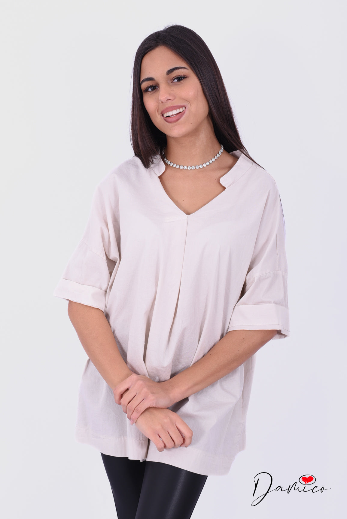 Blusa cotone a V