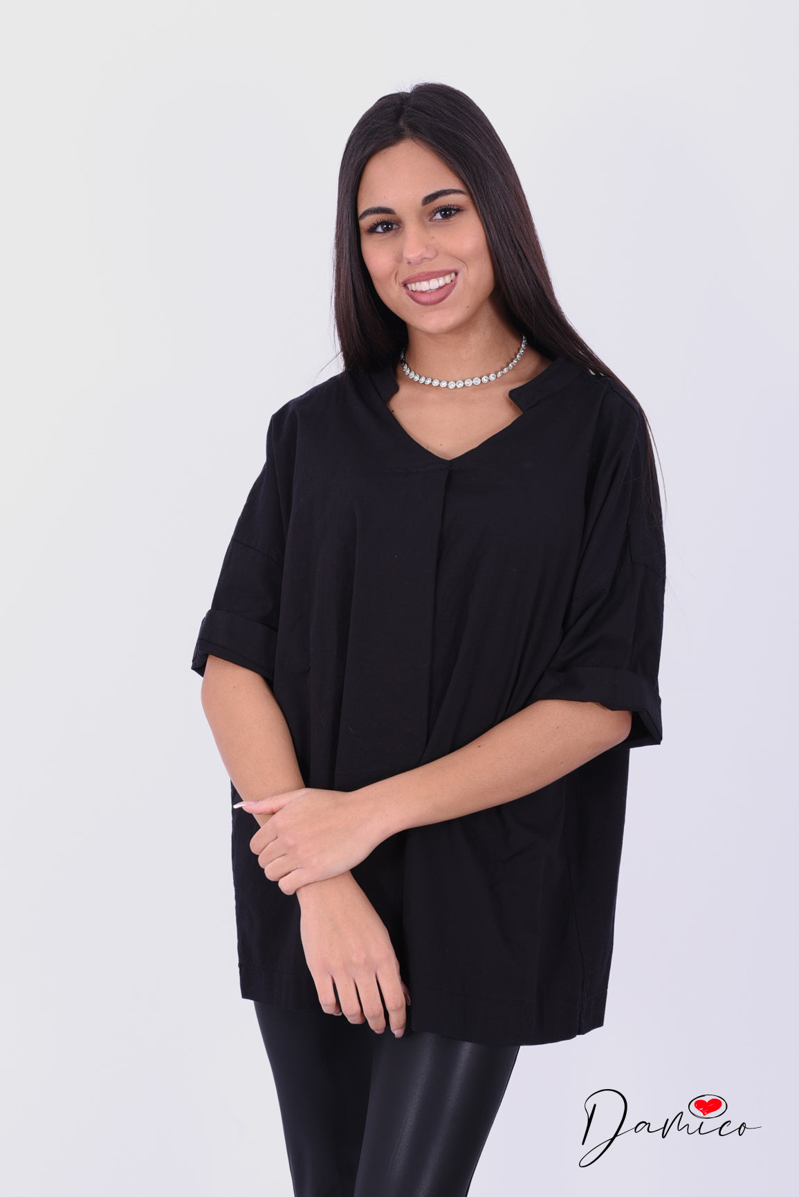 Blusa cotone a V