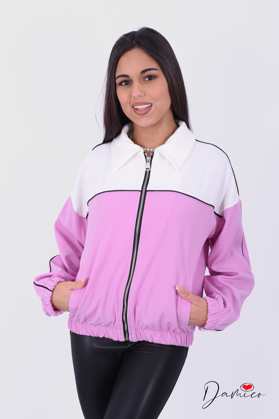 Felpa zip bicolore