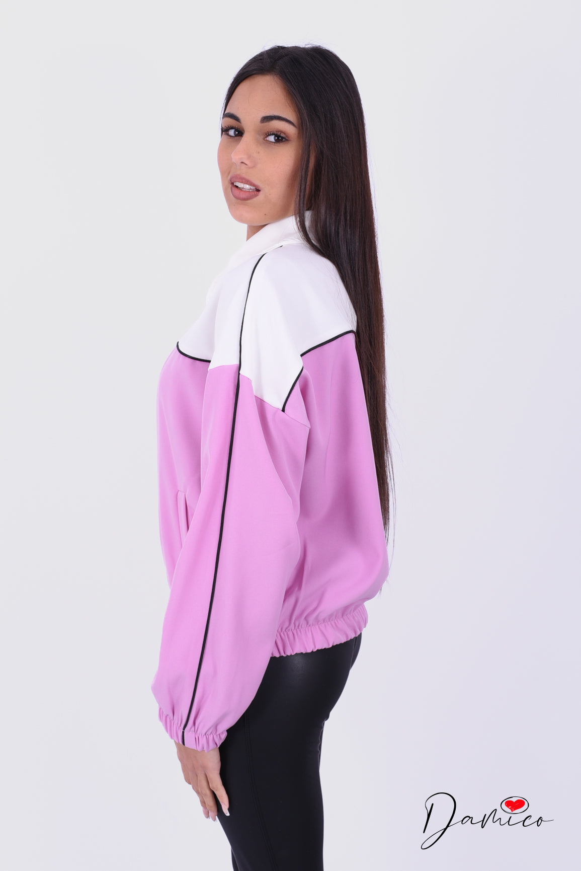 Felpa zip bicolore