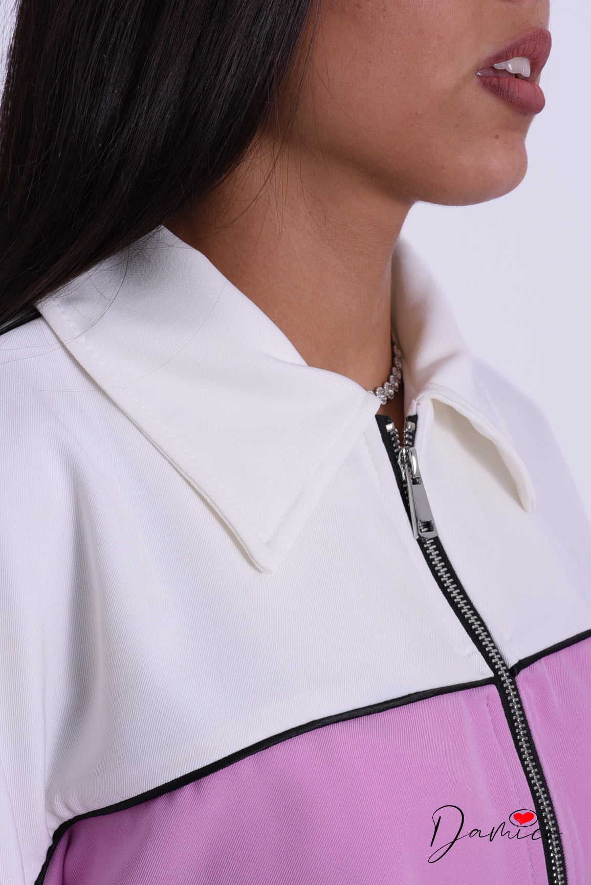 Felpa zip bicolore