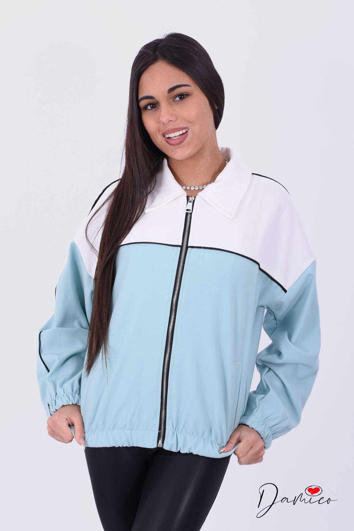 Felpa zip bicolore