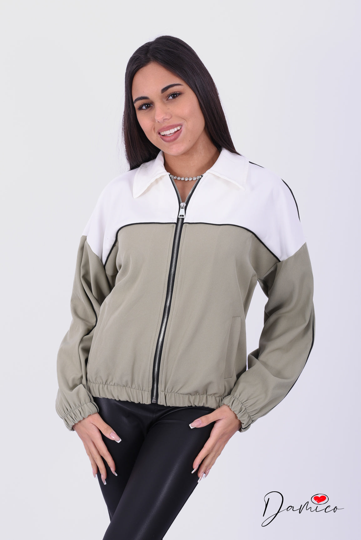 Felpa zip bicolore