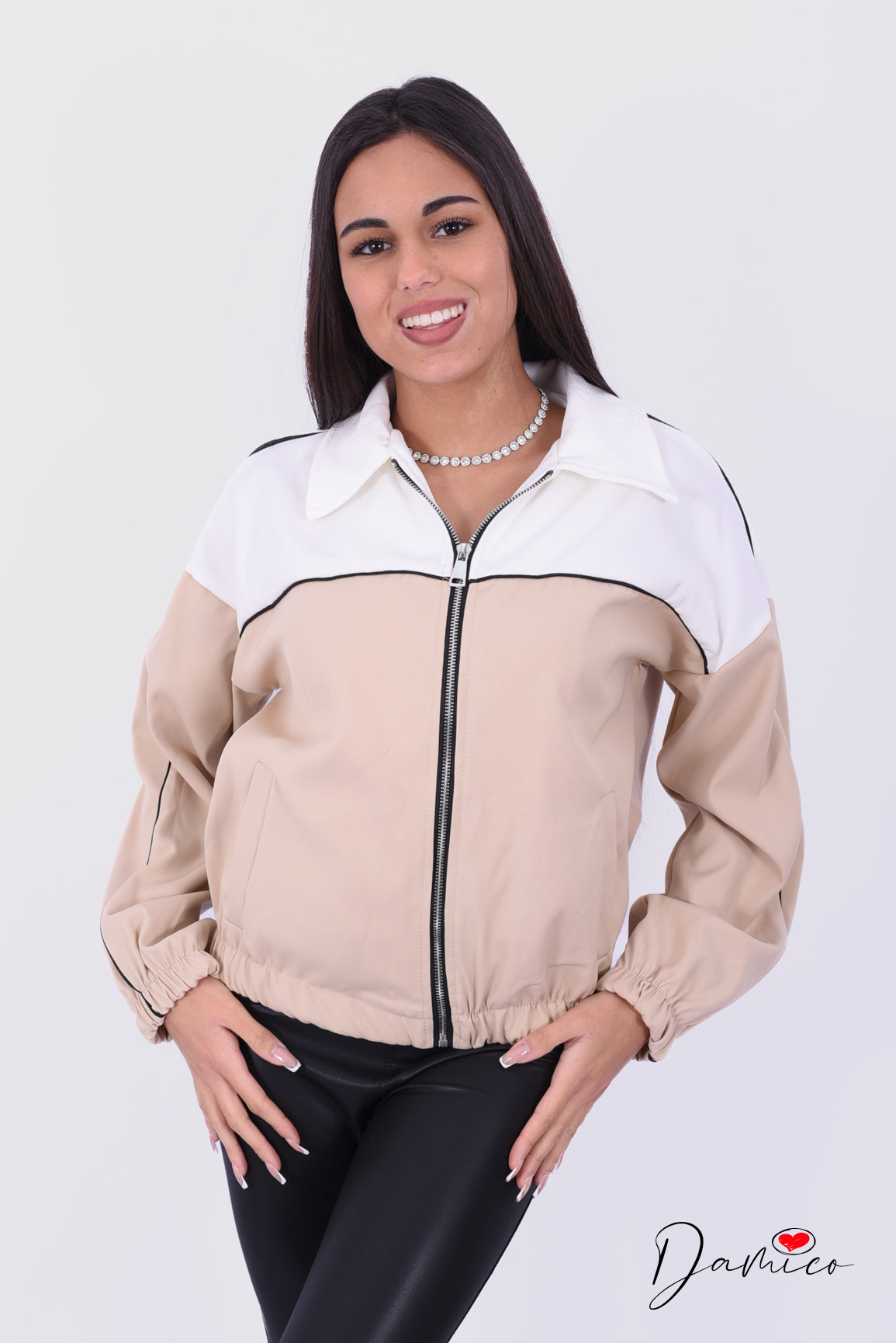 Felpa zip bicolore