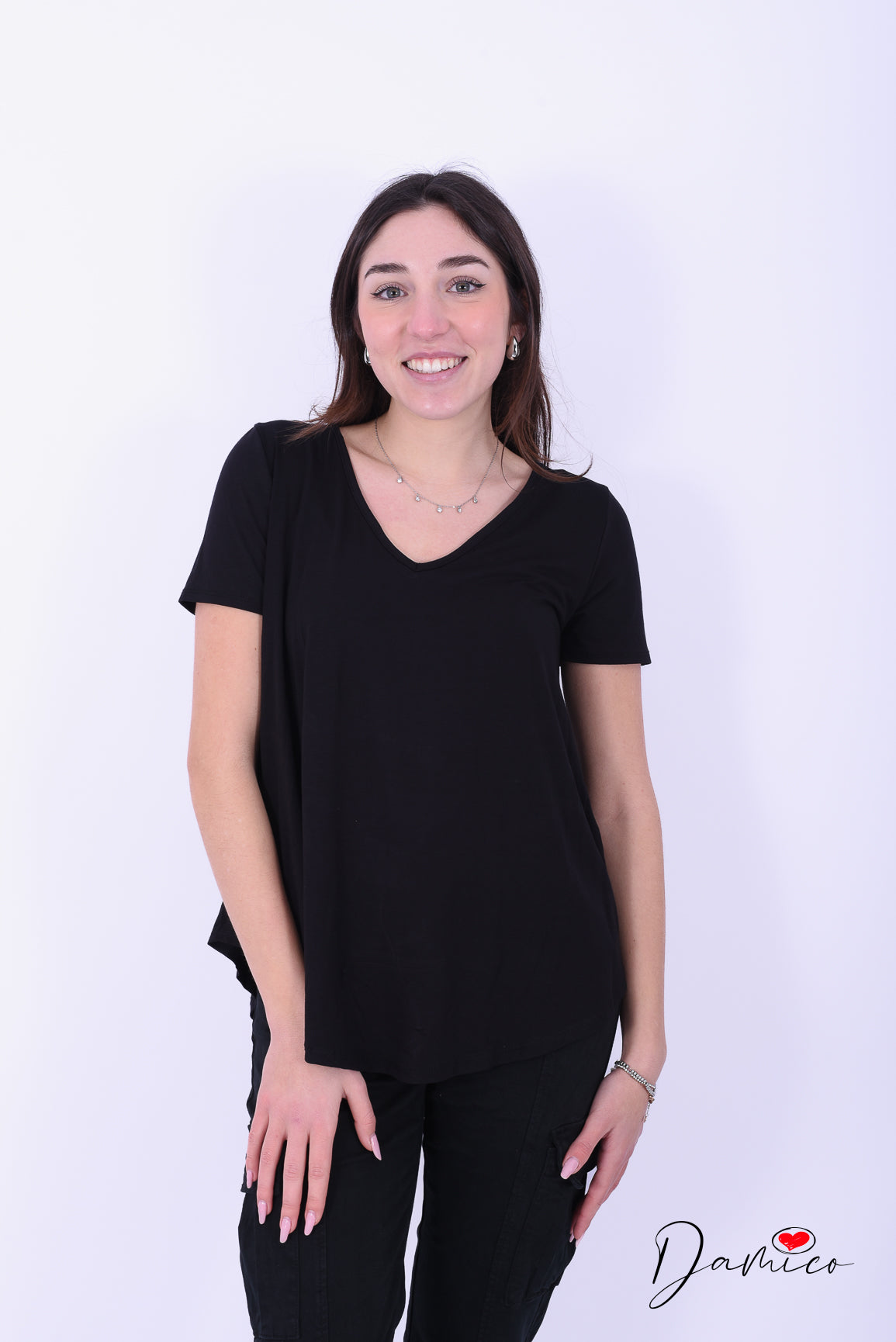 T-shirt Basic over V -6- 00437