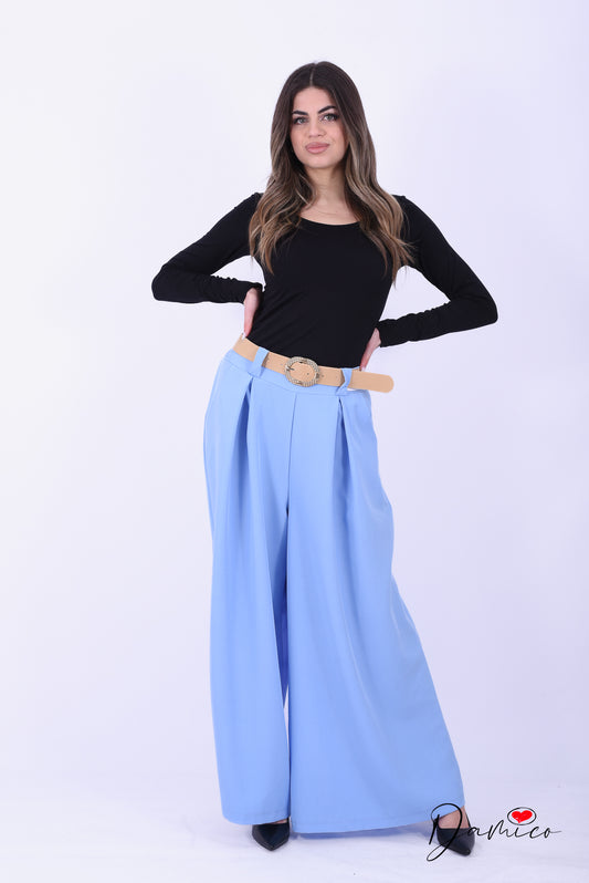 Pantapalazzo doppia pinces con cintura