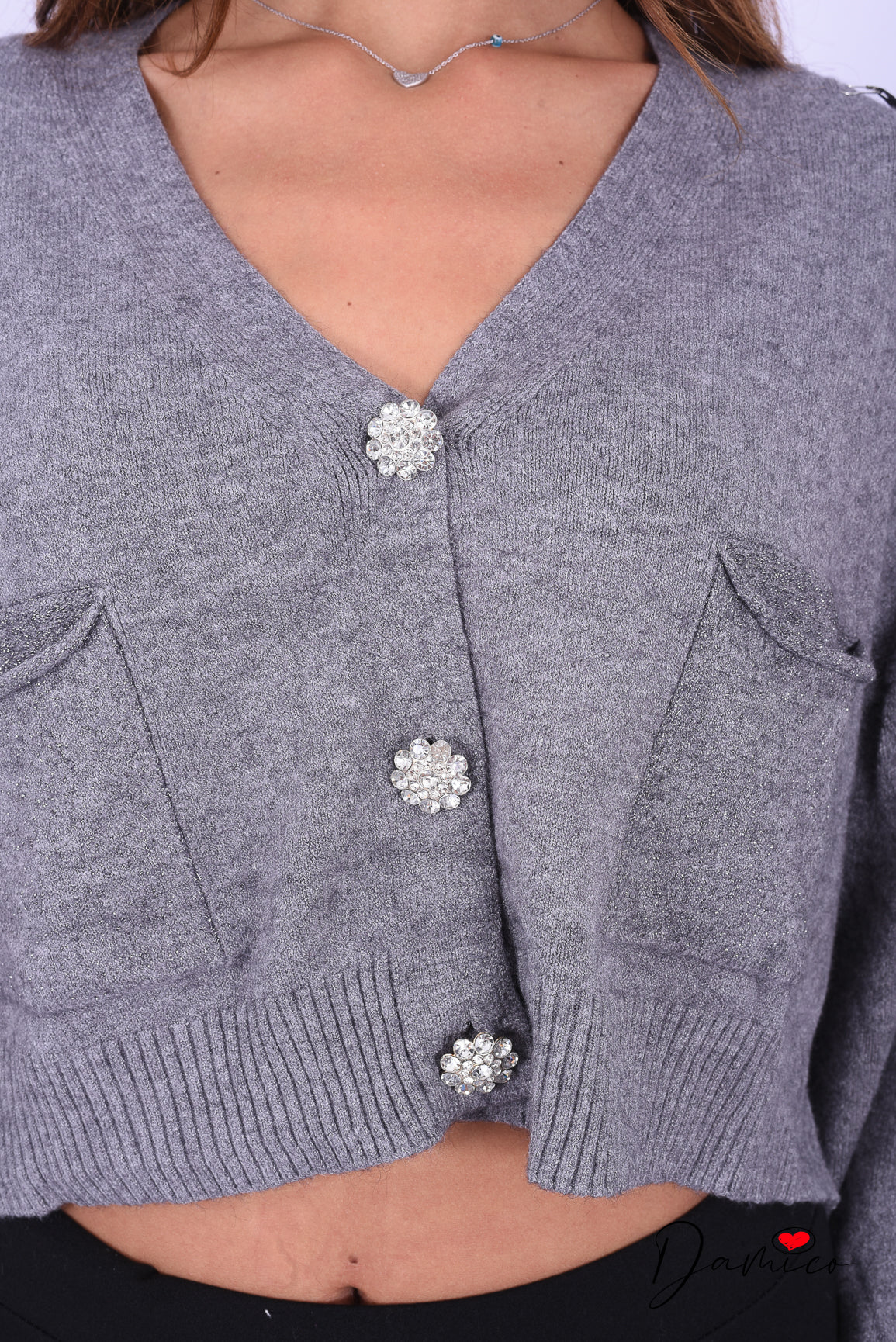 Cardigan bottoni diamante