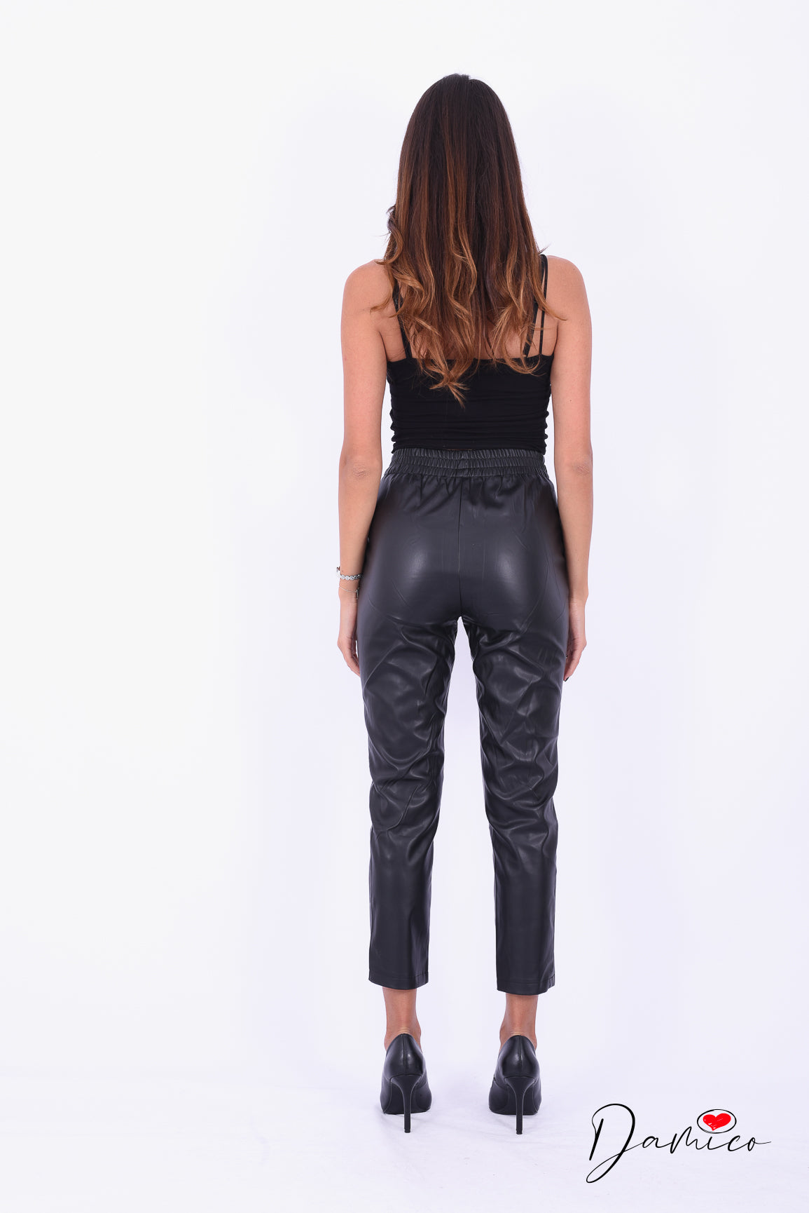 Pantalone ecopelle con bottoni