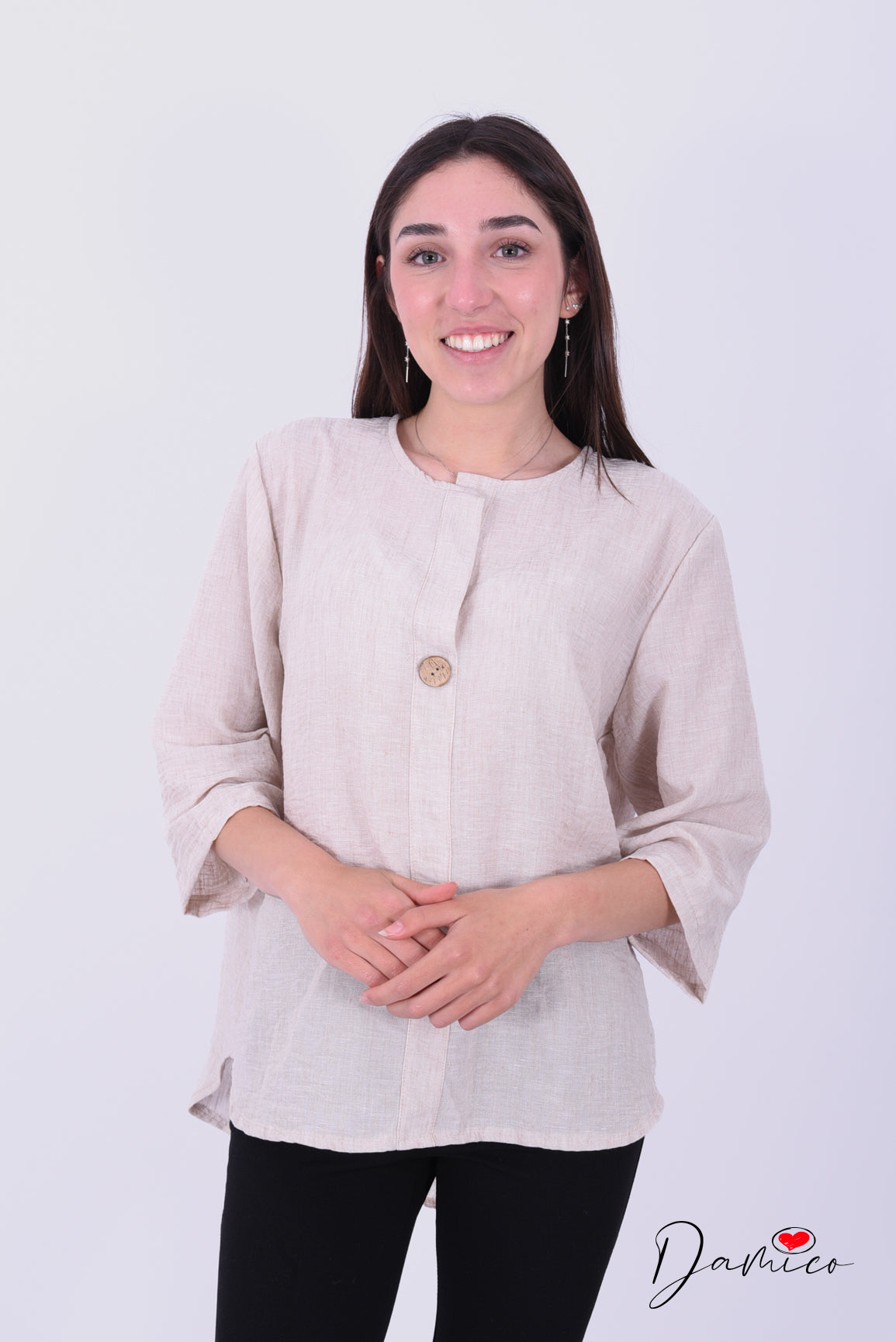 Blusa a V con bottone