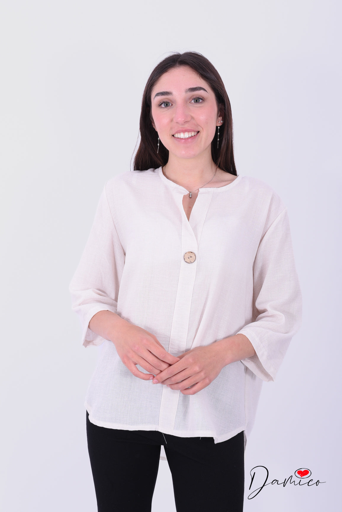 Blusa a V con bottone