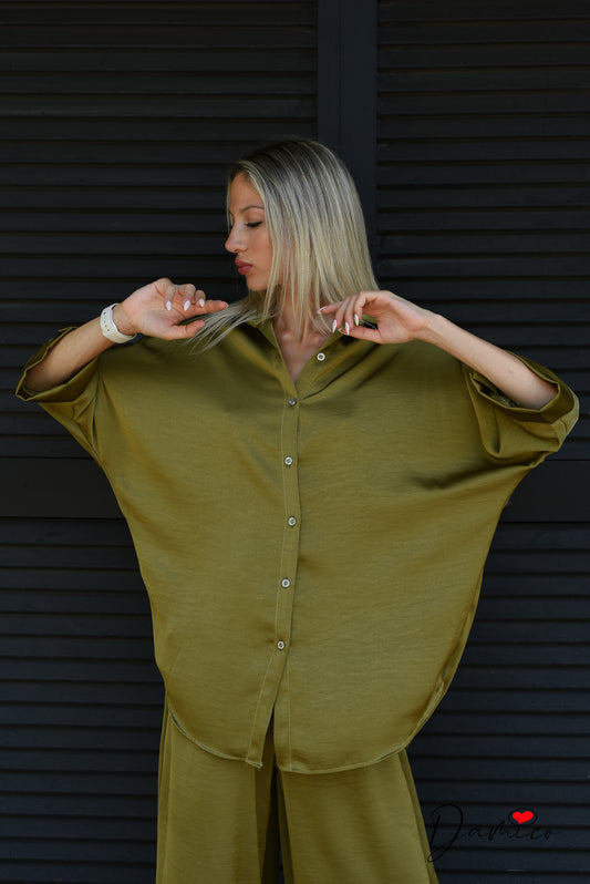 Camicia manica ampia satin