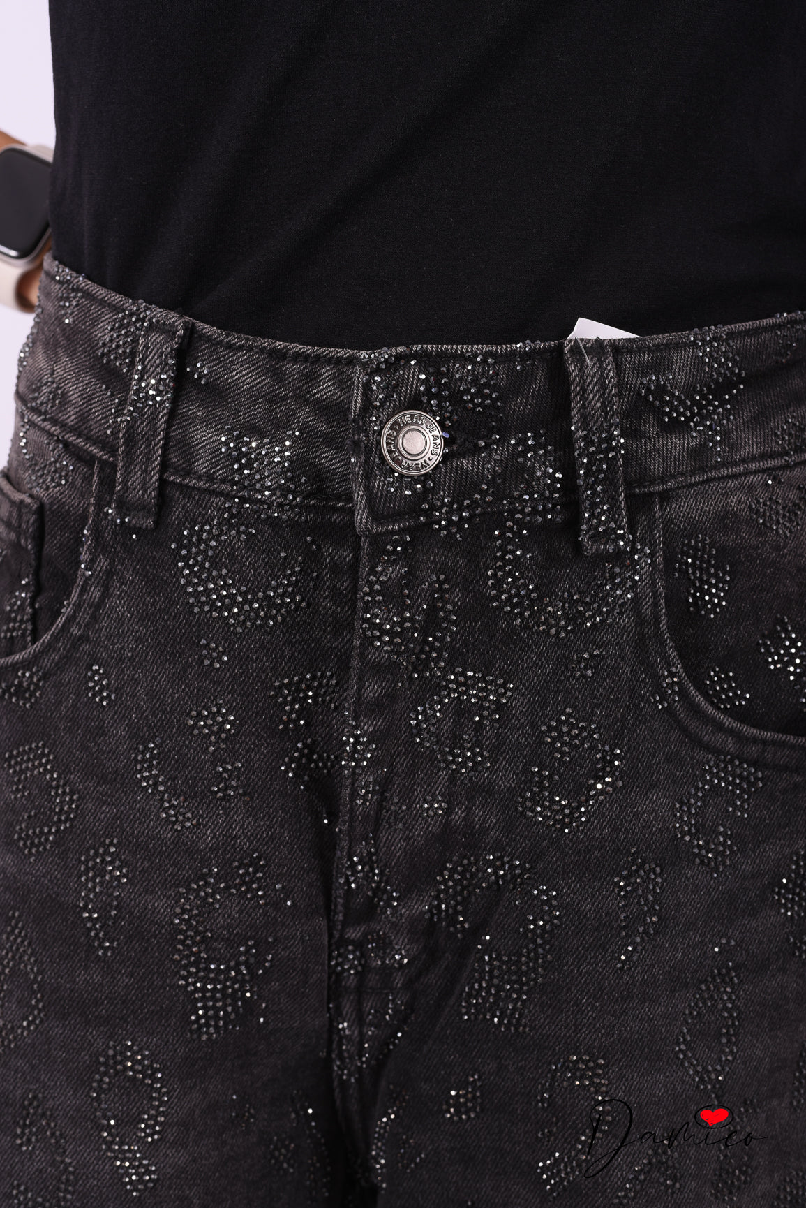 Jeans leo strass
