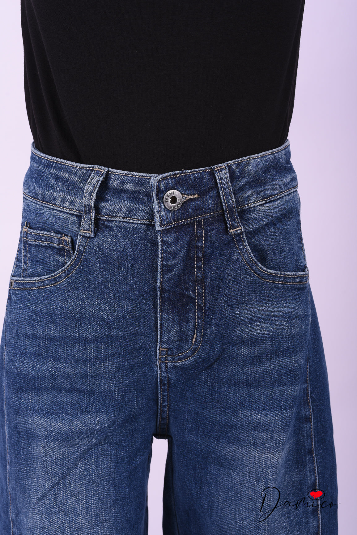 Jeans wide leg cucitura frontale